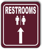 RESTROOMS DIRECTIONAL UP ARROW CAMPING Aluminum composite sign