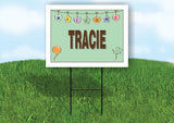 TRACIE WELCOME BABY GREEN  18 in x 24 in Yard Sign Road Sign with Stand