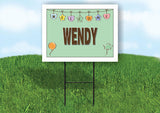WENDY WELCOME BABY GREEN  18 in x 24 in Yard Sign Road Sign with Stand