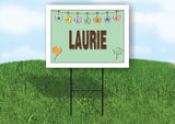 LAURIE WELCOME BABY GREEN  18 in x 24 in Yard Sign Road Sign with Stand