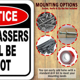 NOTICE Trespassers Will Be Shot METAL Aluminum composite outdoor sign