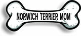 Dog Mom Norwich Terrier Bone Car Magnet Bumper Sticker 3"x7"