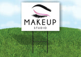 MAKEUP STUDIO WHITE Plastic Yard Sign ROAD SIGN with Stand