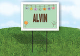 ALVIN WELCOME BABY GREEN  18 in x 24 in Yard Sign Road Sign with Stand