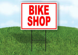 BIKE SHOP RED WHITE Yard Sign Road with Stand LAWN SIGN
