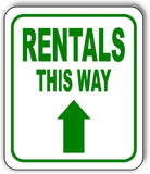 RENTALS THIS WAY DIRECTIONAL GREEN 8 Arrow Variations Aluminum composite sign