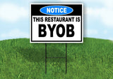 NOTICE THIS RESTAURANT IS BYOB Yard Sign Road with Stand LAWN SIGN