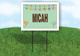 MICAH WELCOME BABY GREEN  18 in x 24 in Yard Sign Road Sign with Stand