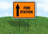 Fire Station Construction STRAIGHT ARROW ORANGE Yard Sign with Stand LAWN SIGN