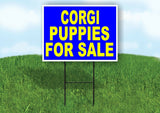 Corgi PUPPIES FOR SALE YELLOW BLUE Yard Sign Road with Stand LAWN SIGN