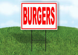 BURGERS RED WHITE Yard Sign Road with Stand LAWN SIGN