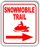 Snowmobile TRAIL RIGHT ARROW RED Metal Aluminum composite sign
