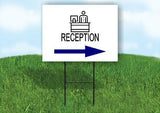 RECEPTION BLUE RIGHT ARROW Yard Sign Road with Stand LAWN SIGN Single sided