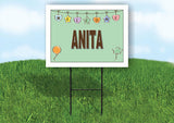 ANITA WELCOME BABY GREEN  18 in x 24 in Yard Sign Road Sign with Stand