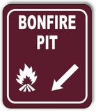 BONFIRE PIT DIRECTIONAL ARROW TRAIL 8 Variations Metal Aluminum composite sign