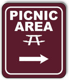 PICNIC AREA DIRECTIONAL RIGHT ARROW CAMPING Aluminum composite sign