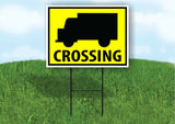 TRUCK PEDESTRIAN CROSSING XING YELLOW Plastic Yard Sign ROAD SIGN with Stand