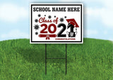 School Name Here Class of 2021 Green Burgundy Graduation Yard Sign with Stand