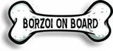 Dog on Board Borzoi Bone Car Magnet Bumper Sticker 3"x7"