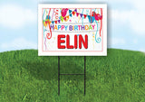 ELIN HAPPY BIRTHDAY BALLOONS 18 in x 24 in Yard Sign Road Sign with Stand