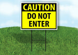 CAUTION DO NOT ENTER YELLOW Plastic Yard Sign ROAD SIGN with Stand