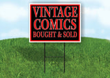 VINTAGE COMICS BOUGHT AND SOLD RED BLACK Yard Sign with Stand LAWN SIGN
