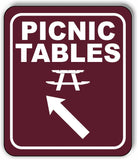 PICNIC TABLES DIRECTIONAL 45 DEGREES UP LEFT ARROW Aluminum composite sign