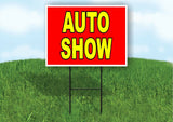 AUTO SHOW RED YELLOW Yard Sign with Stand LAWN SIGN