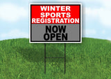SPORTS REGISTRATION RED SILVER WINTER Yard Sign with Stand LAWN SIGN