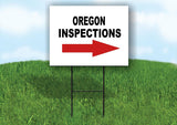 INSPECTIONS RIGHT ARROW RED_ OREGON Yard Sign with Stand LAWN SIGN