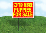 Scottish Terrier PUPPIES FOR SALE YELLOW RED Yard Sign Road with Stand LAWN SIGN