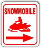 Snowmobile RIGHT ARROW RED Metal Aluminum composite sign
