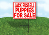 Jack Russell PUPPIES FOR SALE RED Yard Sign Road with Stand LAWN SIGN