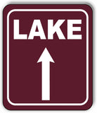 LAKE DIRECTIONAL UPWARD ARROW CAMPING Aluminum composite sign