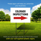 INSPECTIONS RIGHT ARROW RED_ COLORADO Yard Sign with Stand LAWN SIGN