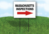 INSPECTIONS RIGHT ARROW RED_ MASSACHUSETTS Yard Sign with Stand LAWN SIGN