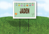 JADEN WELCOME BABY GREEN  18 in x 24 in Yard Sign Road Sign with Stand