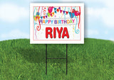 RIYA HAPPY BIRTHDAY BALLOONS 18 in x 24 in Yard Sign Road Sign with Stand