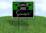 CLASS 2022 SENIOR GREEN BLACK Yard Sign with Stand LAWN SIGN
