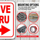 DRIVE THRU RIGHT ARROW RED Metal Aluminum composite sign
