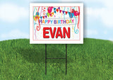 EVAN HAPPY BIRTHDAY BALLOONS 18 in x 24 in Yard Sign Road Sign with Stand