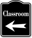 Classroom Left Arrow BLACK Aluminum Composite Sign