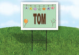 TOM WELCOME BABY GREEN  18 in x 24 in Yard Sign Road Sign with Stand