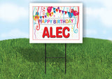 ALEC HAPPY BIRTHDAY BALLOONS 18 in x 24 in Yard Sign Road Sign with Stand
