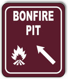 BONFIRE PIT DIRECTIONAL ARROW TRAIL 8 Variations Metal Aluminum composite sign
