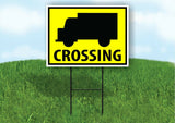 TRUCK PEDESTRIAN CROSSING XING YELLOW Plastic Yard Sign ROAD SIGN with Stand