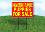 Bouviers des Flandre PUPPIES FOR SALE YELLOW Yard Sign Road with Stand LAWN SIGN