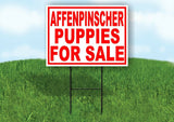 Affenpinscher PUPPIES FOR SALE RED Yard Sign Road with Stand LAWN SIGN