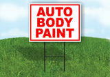 Auto Body Paint RED Yard Sign Road with Stand LAWN SIGN