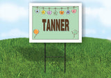TANNER WELCOME BABY GREEN  18 in x 24 in Yard Sign Road Sign with Stand